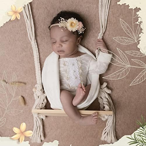 MG House Wooden Swing Baby Photo Prop with Angels and Hearts