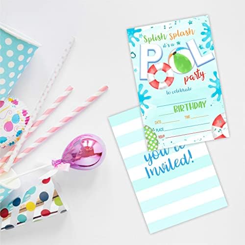 Pool Party Birthday Invite Cards 20 Count With Envelopes