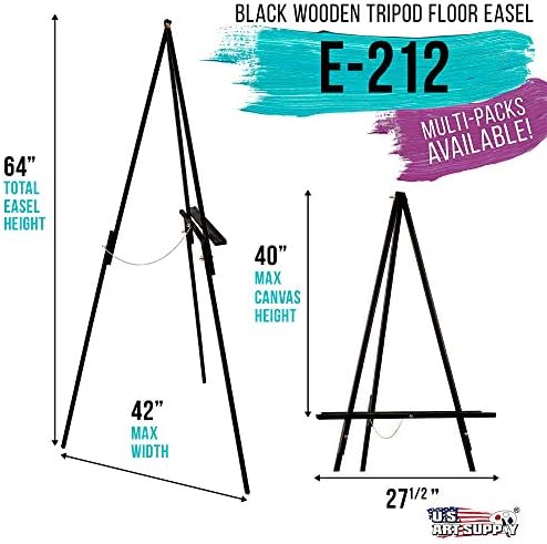 US Art Supply 64 Black Wooden Easel Stand