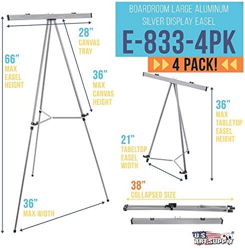 US Art Supply 4 Pack 66 High Flip Chart Easel Stand