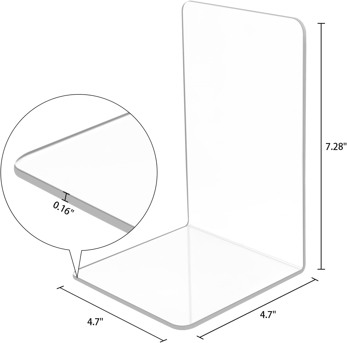 10 Piece Clear Acrylic Book Ends Set for Shelves
