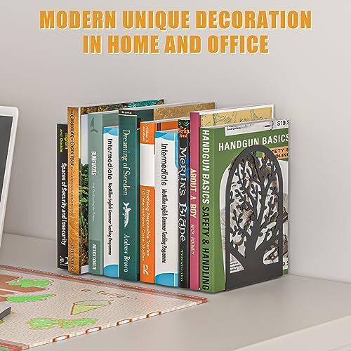 VFINE Tree Bookends 1 Pair Black Metal for Shelves