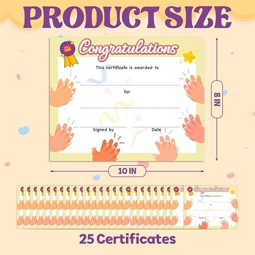 Certificate of Achievement 25 Pack for Kids
