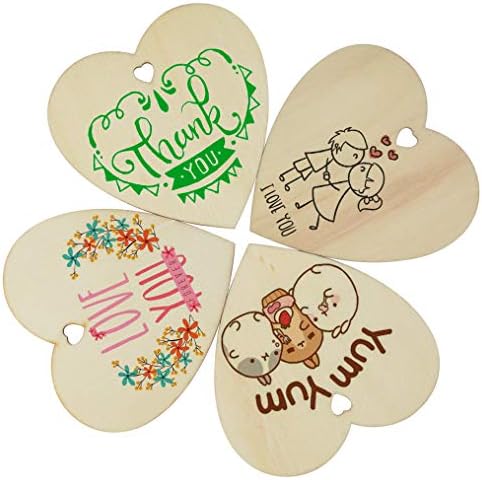 OBMWANG 50 Piece 3 Inch Natural Heart Wood Slices for DIY Ornaments