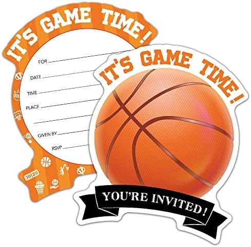 RZHV 15 Pack Basketball Shaped Greeting Cards With Envelopes