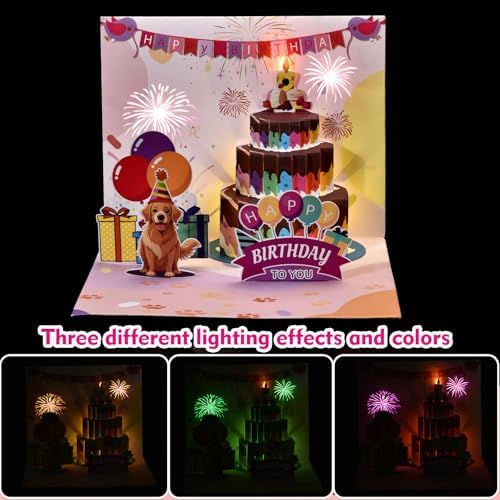 Funny Dog Birthday Card with Music and LED Lights