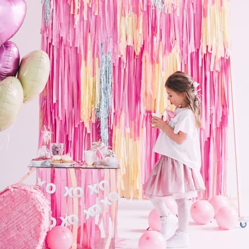 PartyWoo Pink Red Crepe Paper Streamers 6 Rolls 492 Feet