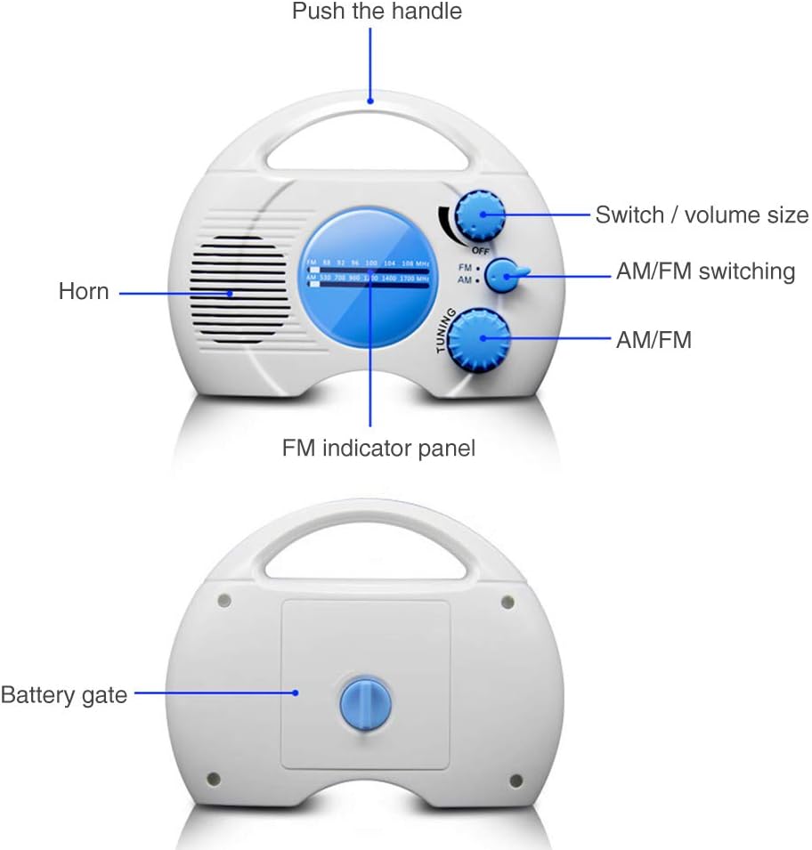 Melostu Waterproof Shower Radio AM FM with Built In Speaker