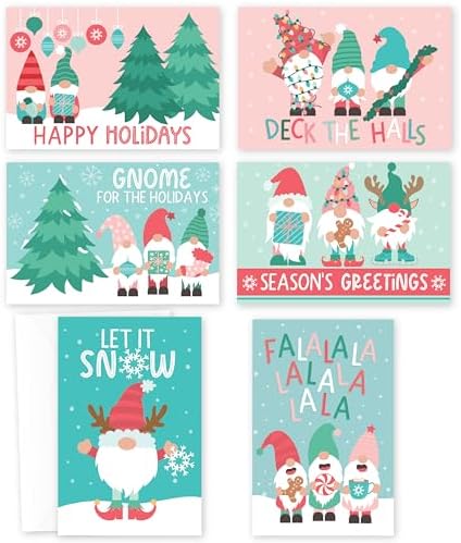 Hadley Designs 24 Gnome Christmas Cards With Envelopes