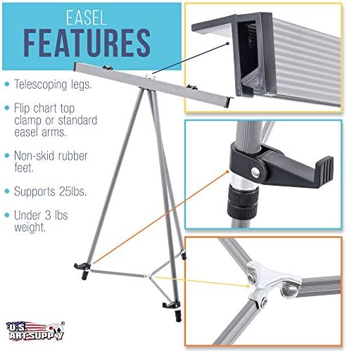 US Art Supply 66 Inch High Flip Chart Easel Stand