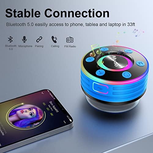 MuGo Bluetooth Shower Speaker with IPX7 Waterproof and Suction Cup