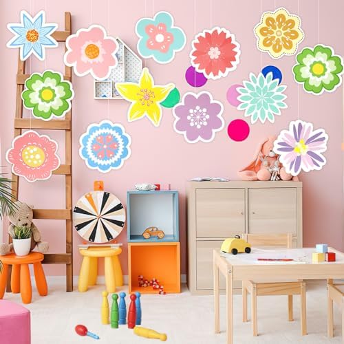 JUNEBRUSHS 72PCS Spring Flower Bulletin Board Decor