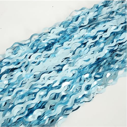 4 Pack Wavy Blue Foil Fringe Curtains 33x66ft Ocean Backdrop
