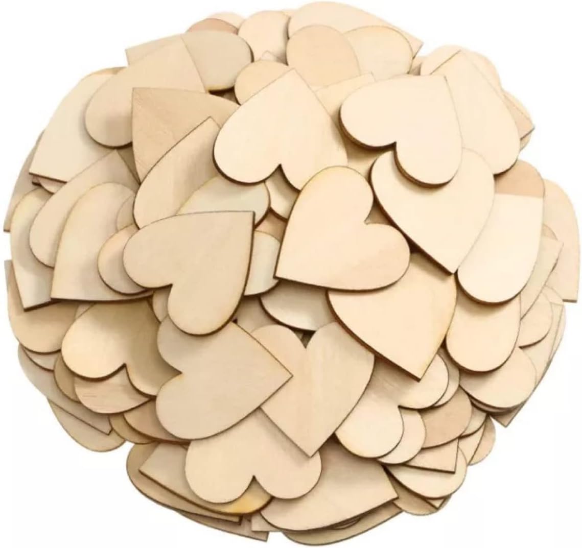 Unfinished Wooden Hearts Craft Kit 100 Pcs 2 Inch
