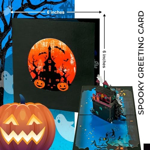 Haunted Mansion 3D Pop-Up Halloween Card 6x6 Inch Spooky Design