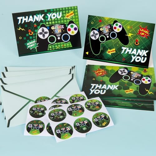 WERNNSAI Video Game Thank You Cards 24PCS Gamer Decorations