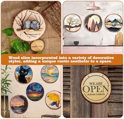 65-8 Inch Natural Wood Slices 6 Pcs for Centerpieces and Crafts