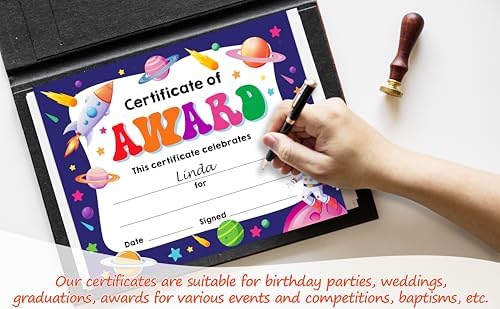 Outer Space Award Certificates 25 Pcs for School and Kindergarten