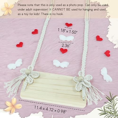 MG House Wooden Swing Baby Photo Prop with Angels and Hearts