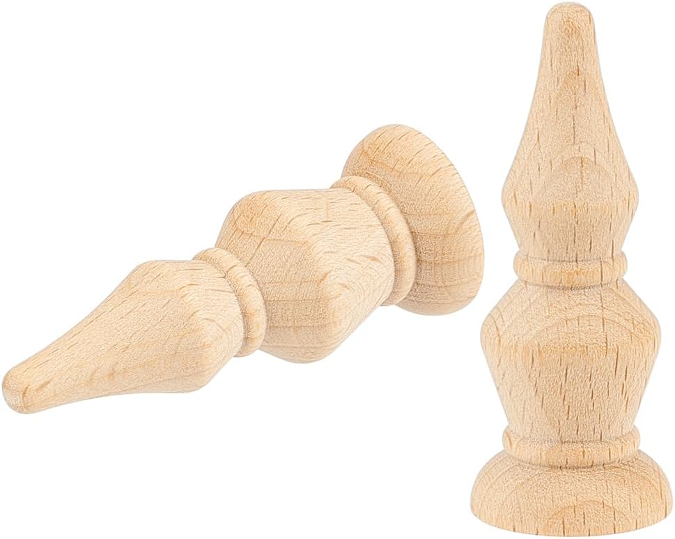 BENECREAT 2Pcs Unfinished Beech Wood Finials