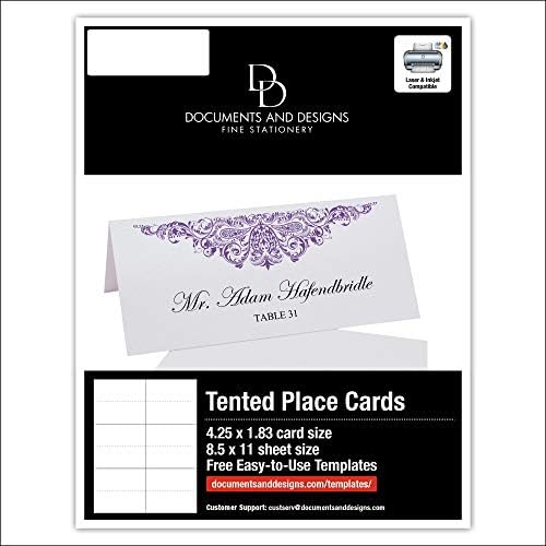 Paisley Place Cards Purple Set of 60 Laser Inkjet Printers