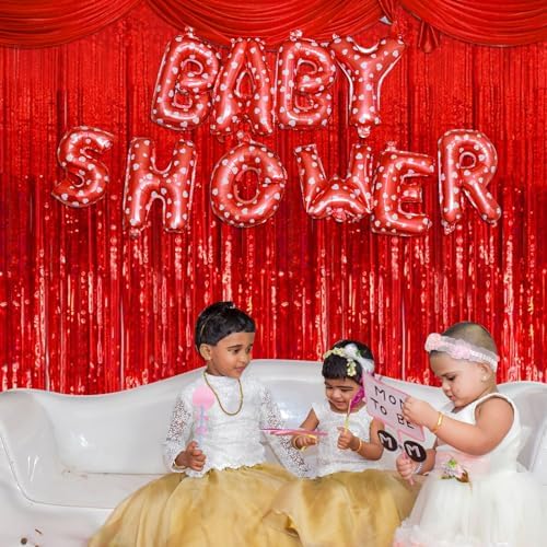 2 Pack Red Foil Streamers Party Backdrop Decor