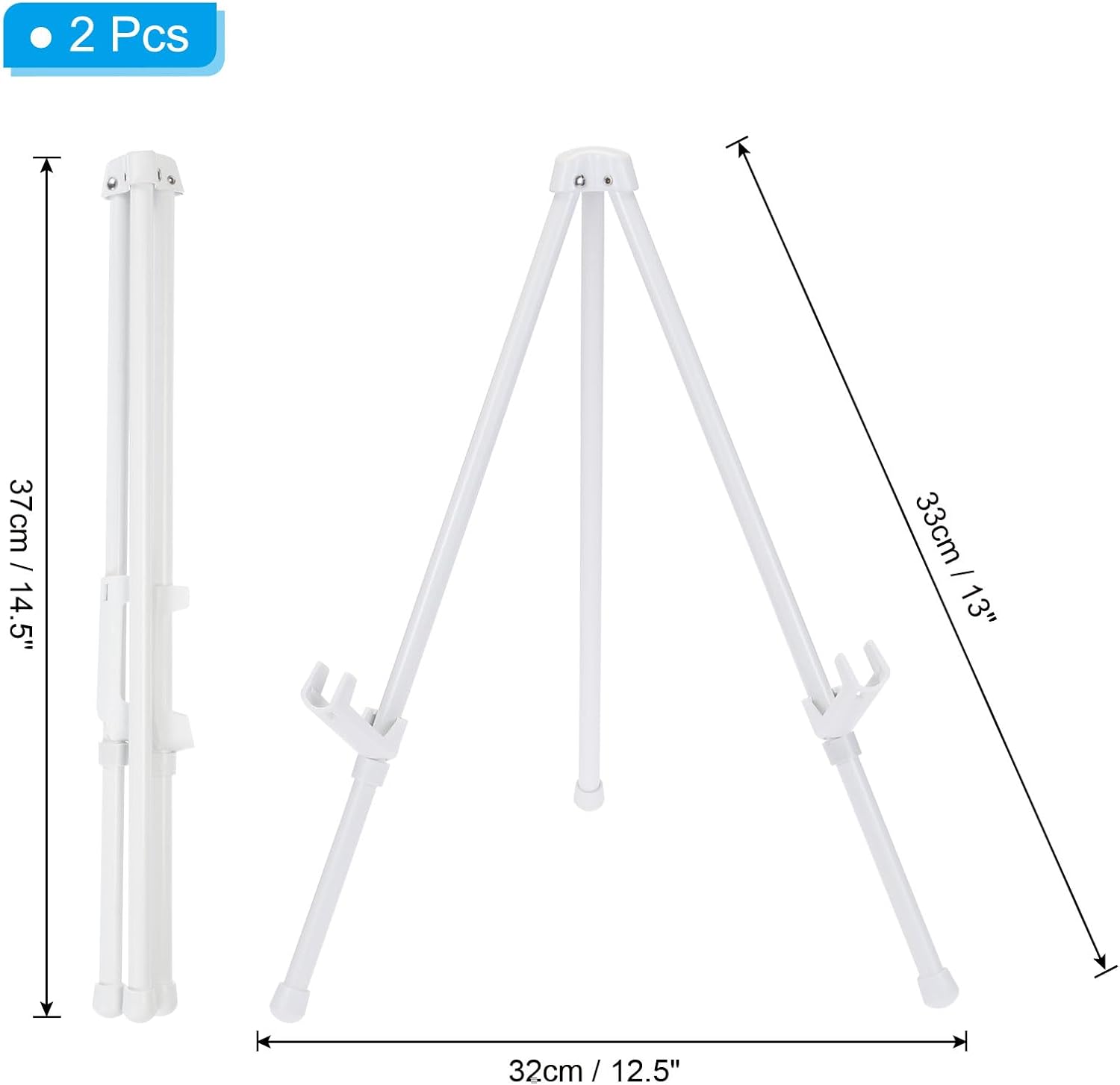 PATIKIL 2Set Tabletop Easel Stand for Display White Portable Aluminum Folding