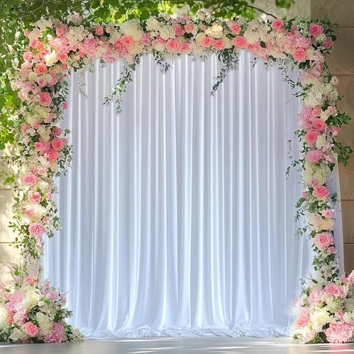 Wokceer 10x8FT White Backdrop Curtain 2 Panels Wedding Photo Background