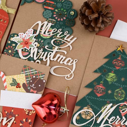4Pcs Vintage Christmas Greeting Cards Set