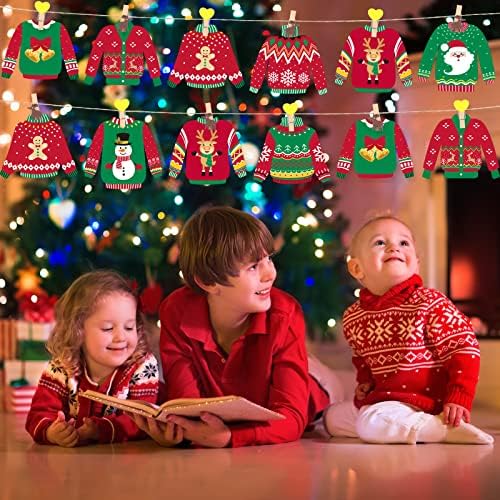 40 Piece Ugly Sweater Cutouts for Christmas Party Decorations