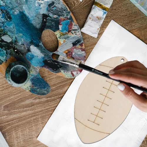 Wooden Football Cutouts for DIY Crafts and Decorations 20pcs