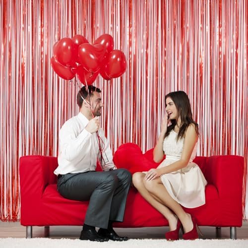 Foil Fringe Curtains 3 Pack Red Streamers Party Decor