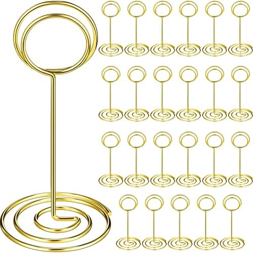 TecUnite 335 Inch Gold Table Number Holder with 48 Pieces