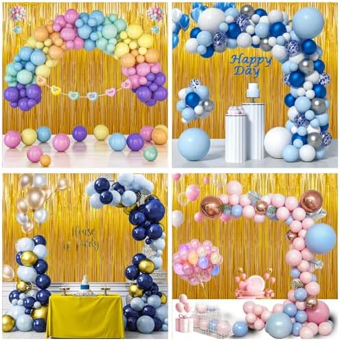 Birthday Party Decorations 3 Pack Gold Foil Fringe Curtains