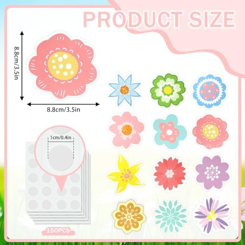 JUNEBRUSHS 72PCS Spring Flower Bulletin Board Decor