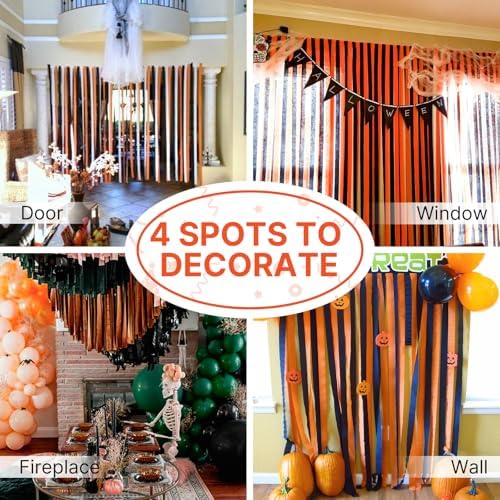 PartyWoo Halloween Crepe Paper Streamers 8 Rolls 656ft Pack