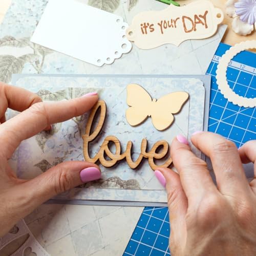TINKSKY 50pcs Wooden Butterfly Craft Blank DIY Kit