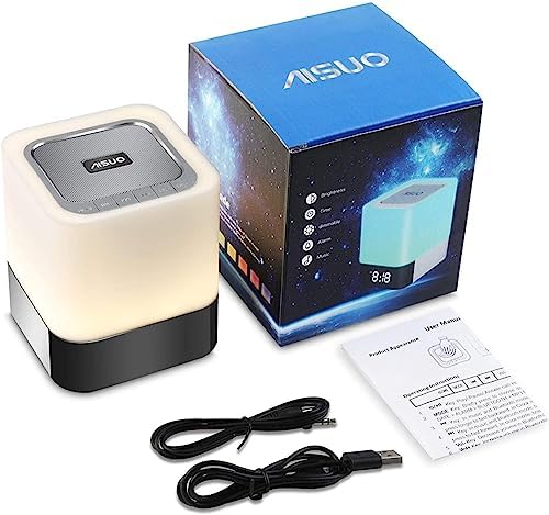 Aisuo 5 in 1 Night Light Bluetooth Speaker with Calendar Alarm Clock