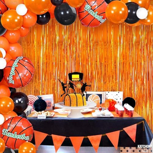 KatchOn XtraLarge Orange Fringe Backdrop Curtain 32x8 Feet Pack of 2
