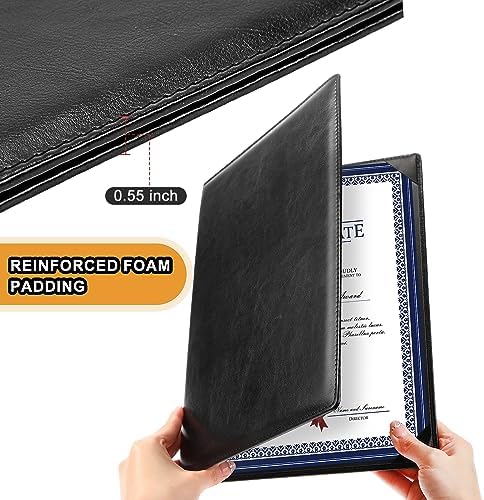 Tenare PU Leather Certificate Holders 3 Pcs Black