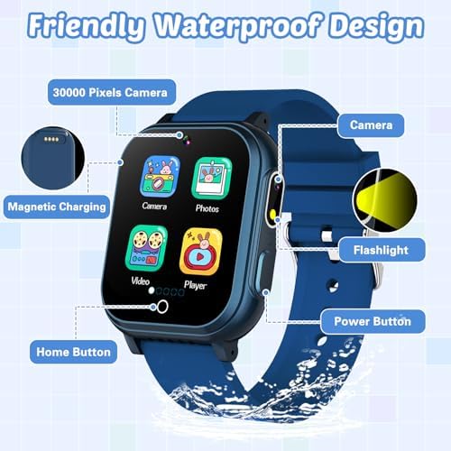 Waterproof Kids Smart Watch with 32 Games and Dual Camera
