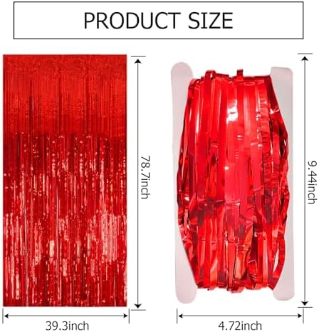 2 Pack Red Foil Streamers Party Backdrop Decor