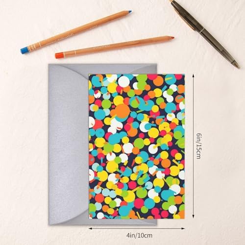 Bright Confetti Greeting Cards with Envelopes 8x6 Inches