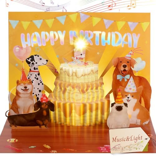 Funny Dog Birthday Card with Music and Lights