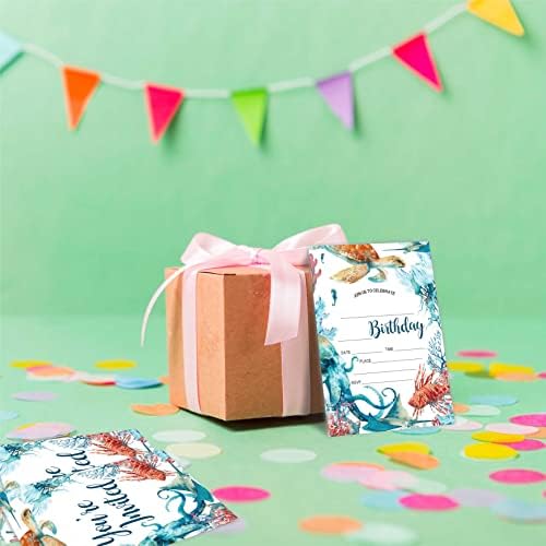 Ocean Theme Birthday Invites With Envelopes 20 Count