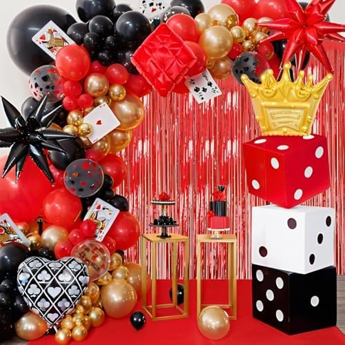 2 Pack Red Foil Fringe Backdrop for Party Decorations