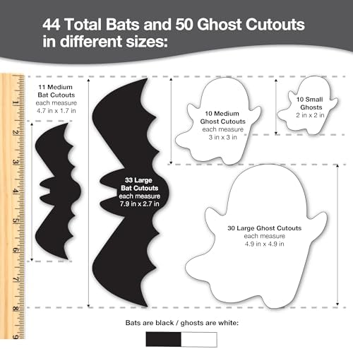 139 Halloween Ghosts Pumpkins Bats Punch Out Paper Cutouts 2-Sided