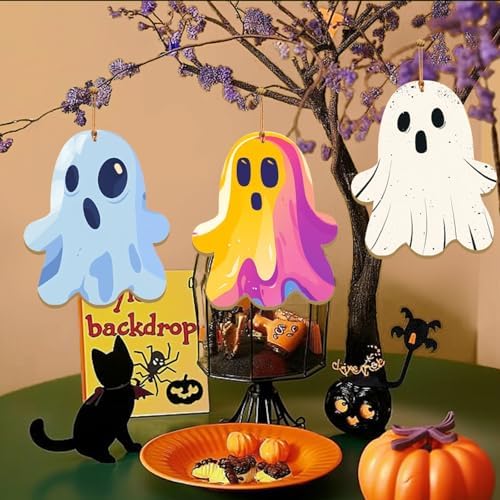 SNILOAW Large 7 Halloween Wood Slices Unfinished Decorations