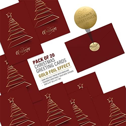 Easykart Labels 20 Gold Foil Christmas Greeting Cards
