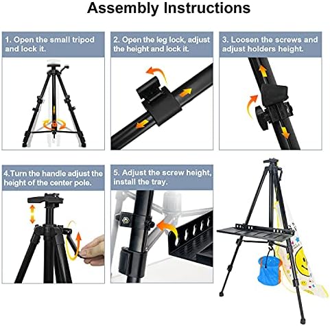 Adjustable Artist Easel Stand with Tray and Carry Bag